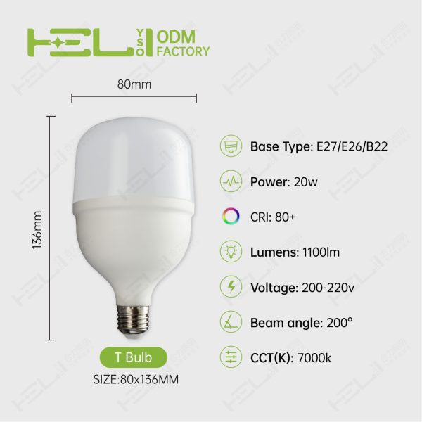 TP柱形灯/DB半年品质-1/220V/铁支架灯珠/220V/50HZ/-20℃~40℃/0.5/DOB/线性恒流/塑包铝+PP罩/20W//0.5/Lm//Ra80/6500K/21LED/无要求/E27//JDE-T80(PP中罩）/80x112mm非阻燃 - 图片 2
