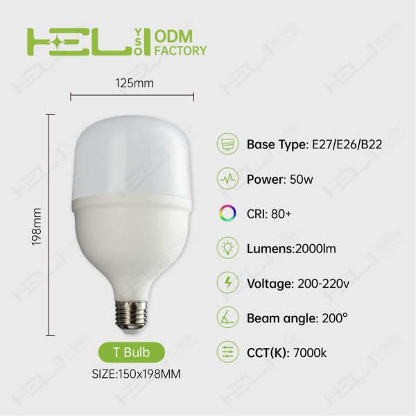 TP柱形灯/DB半年品质-1/220V/铁支架灯珠/220V/50HZ/-20℃~40℃/0.5/DOB/线性恒流/塑包铝+PP罩/50W//0.5/Lm//Ra80/6500K/42LED/无要求/E27//JDE-T125(PP中罩）/125x160mm非阻燃 - 图片 2