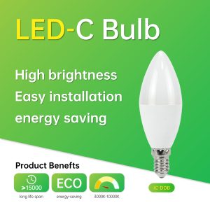 CP蜡烛灯/DB/100-265/IC-DOB/0.5/塑包铝+PC罩/9/810/860/15LED/E14/CL-C37E-121-E14/37×121mm/F